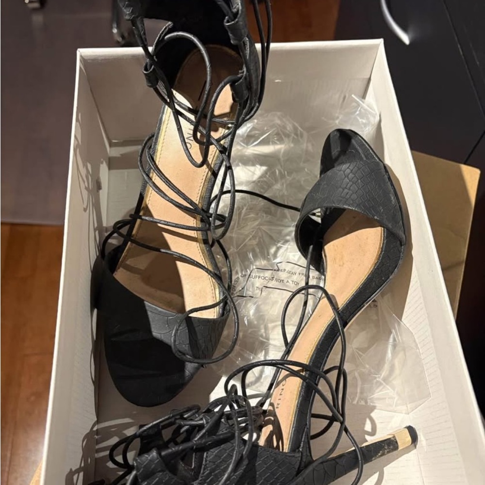 Call It Spring Black Lace-Up Heels